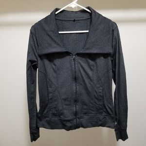 Prana Full Zip Jacket Active Gray Wide Collar